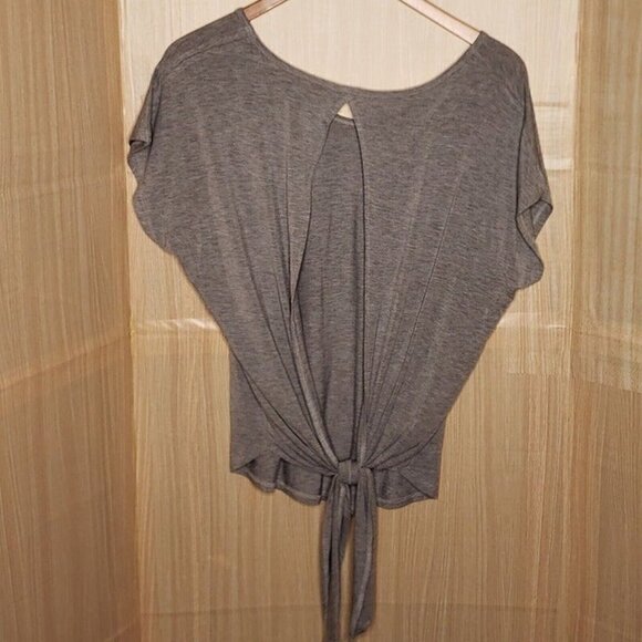 Icyzone Womens Grey Soft Stretchy Open Back Top XL - Picture 2 of 5